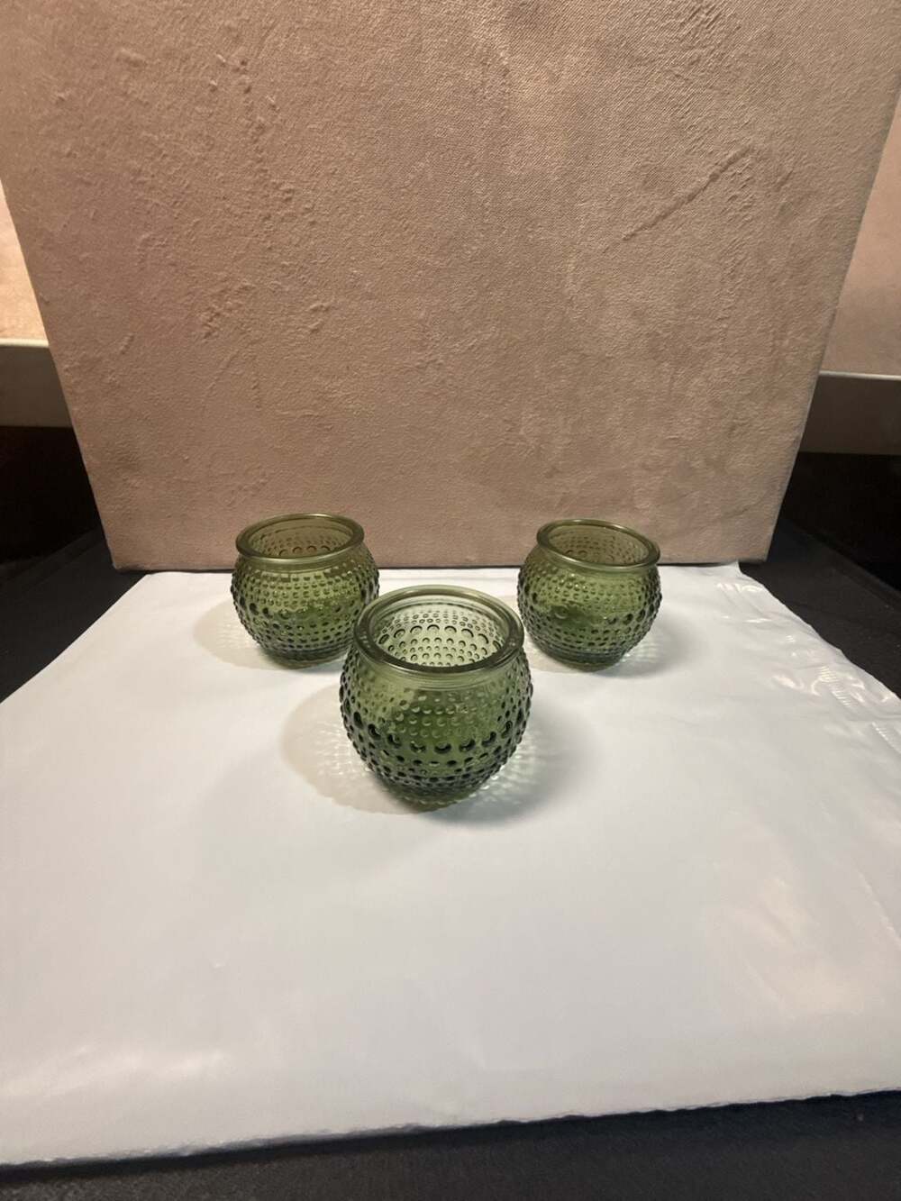 Dazhen Green Hobnail Glass Votive Candle Holder Set Of 3  (clear misc 2)